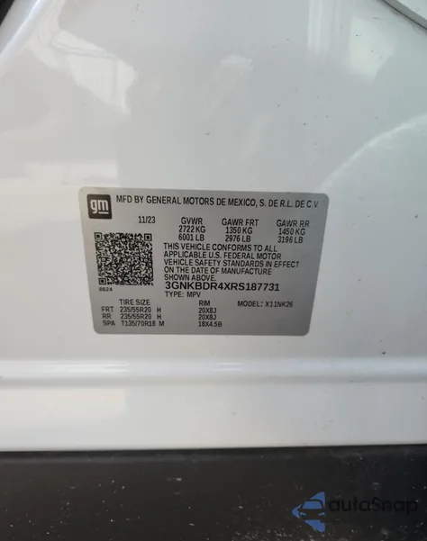 2024 Chevrolet Blazer 3Lt z USA, uszkodzony, nr VIN 3GNKBDR4XRS187731